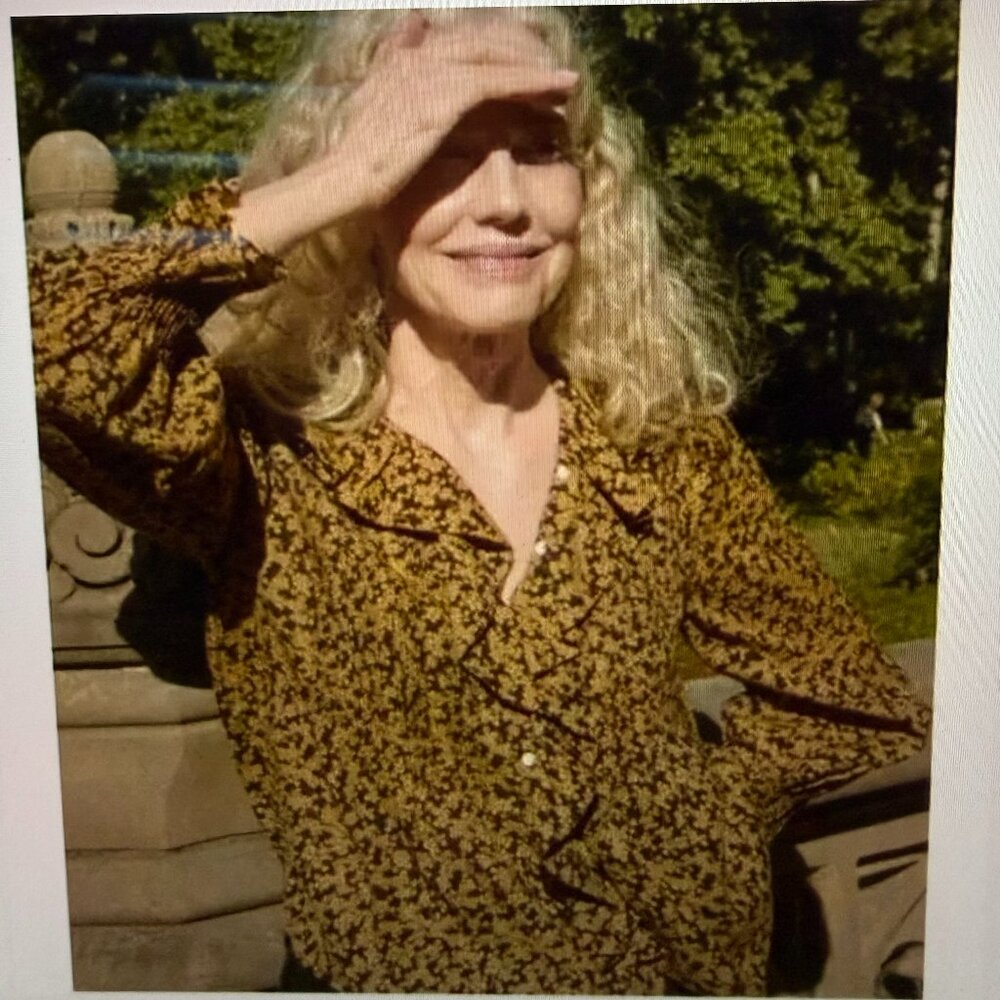 DOEN Sz L Hardy Top in Dusk Winter Meadow Floral Print